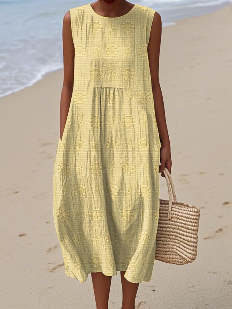 ANGELA™ | Embroidered Cotton Midi Dress