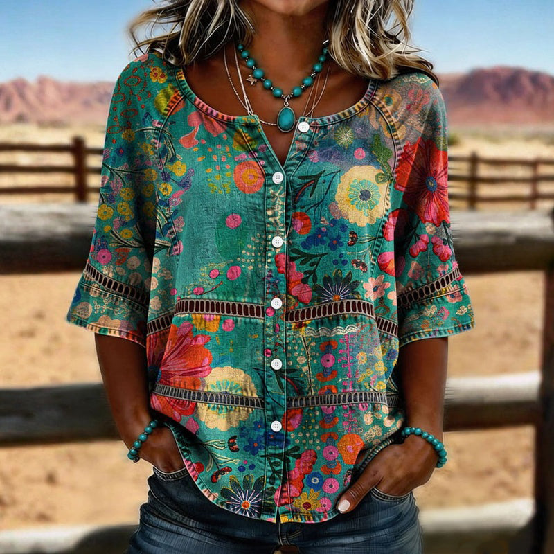 MADEL™ | Folk Floral Blouse