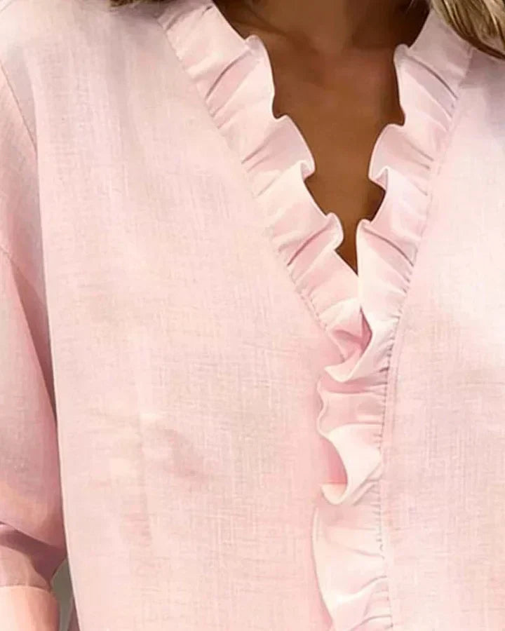 ALEXANDRA™ | Ruffle V-Neck Blouse