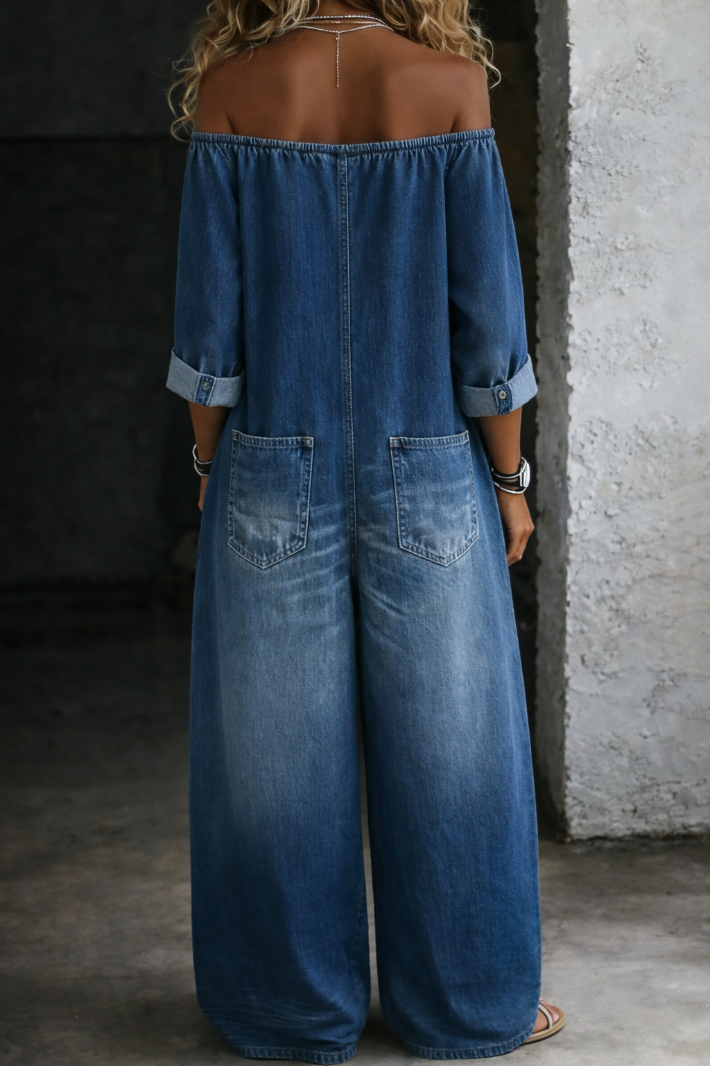 VIVIENNE™ | Off-Shoulder Denim Jumpsuit