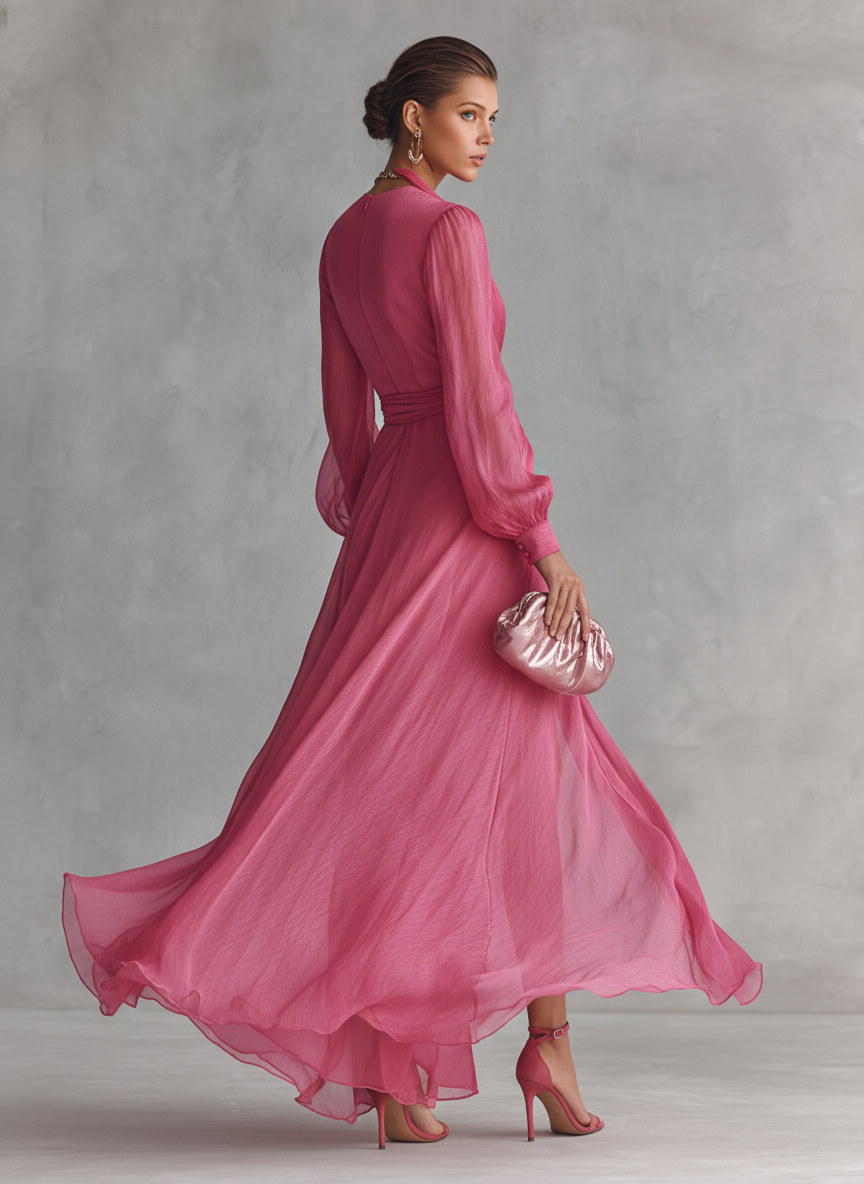 ANDREA™ | Wrap-Front Chiffon Maxi Dress