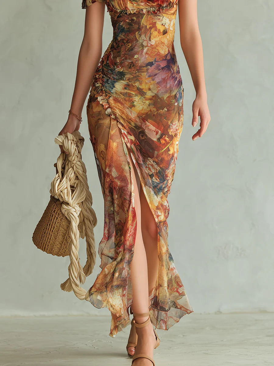 BIANCA™ | Painted Chiffon Maxi Dress