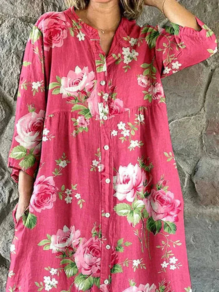 MADDIE™ | Cotton Floral Shirt Dress