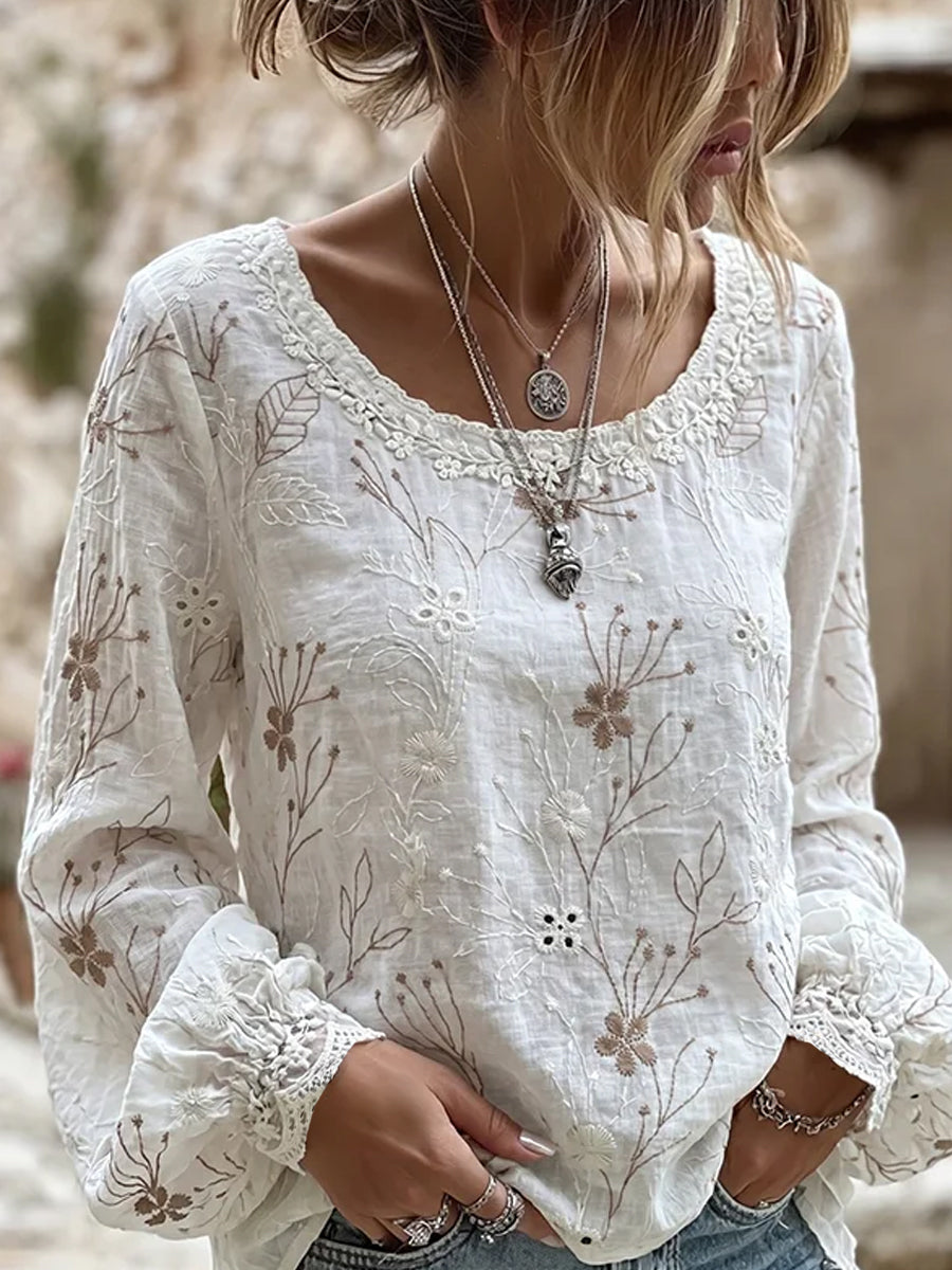 CARLA™ | Embroidered Cotton Blouse