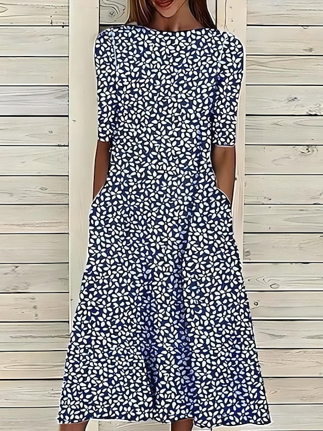 CARMEN™ | Leaf Print Midi Dress