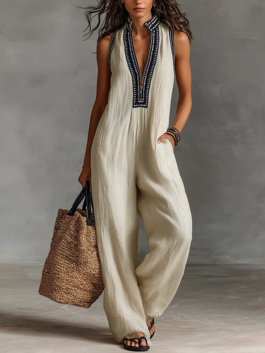 COURTNEY™ | Embroidered Zip Jumpsuit