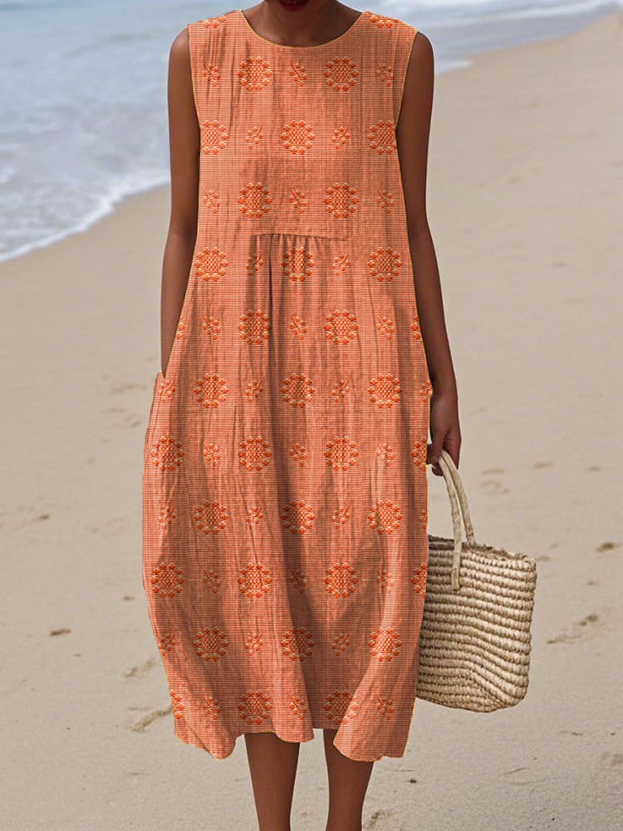 ANGELA™ | Embroidered Cotton Midi Dress