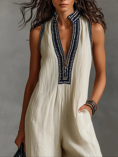 COURTNEY™ | Embroidered Zip Jumpsuit