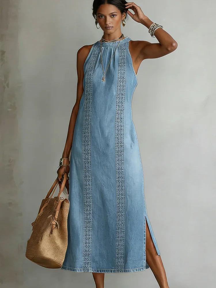 JULIA™ | Retro Lace Denim Dress
