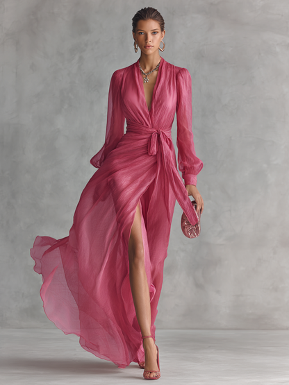 ANDREA™ | Wrap-Front Chiffon Maxi Dress