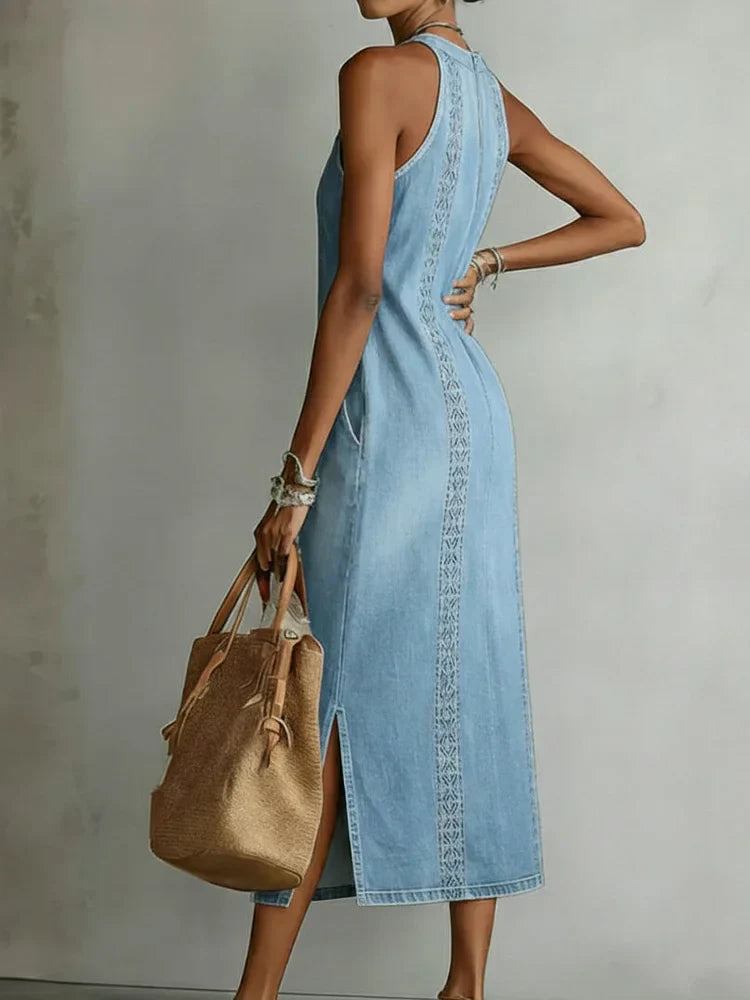 JULIA™ | Retro Lace Denim Dress