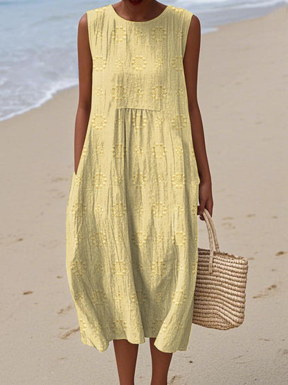 ANGELA™ | Embroidered Cotton Midi Dress