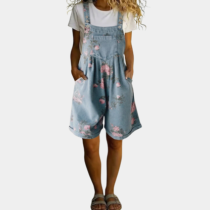 JUDY™ | Floral Denim Dungarees