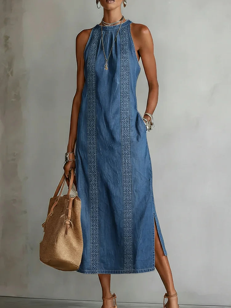 JULIA™ | Retro Lace Denim Dress