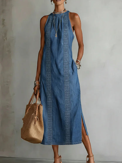 JULIA™ | Retro Lace Denim Dress