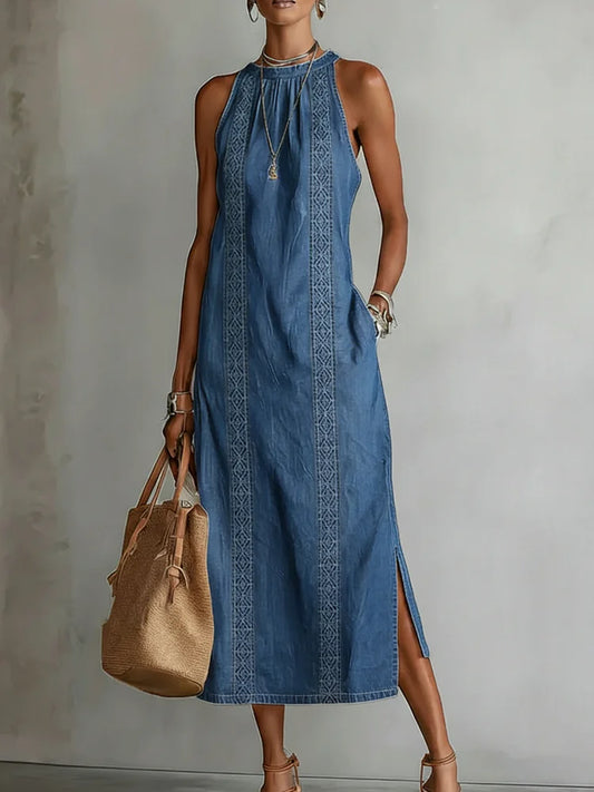 JULIA™ | Retro Lace Denim Dress