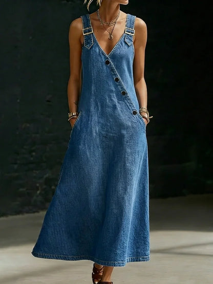 HATTIE™ | Button-Front Denim Dress