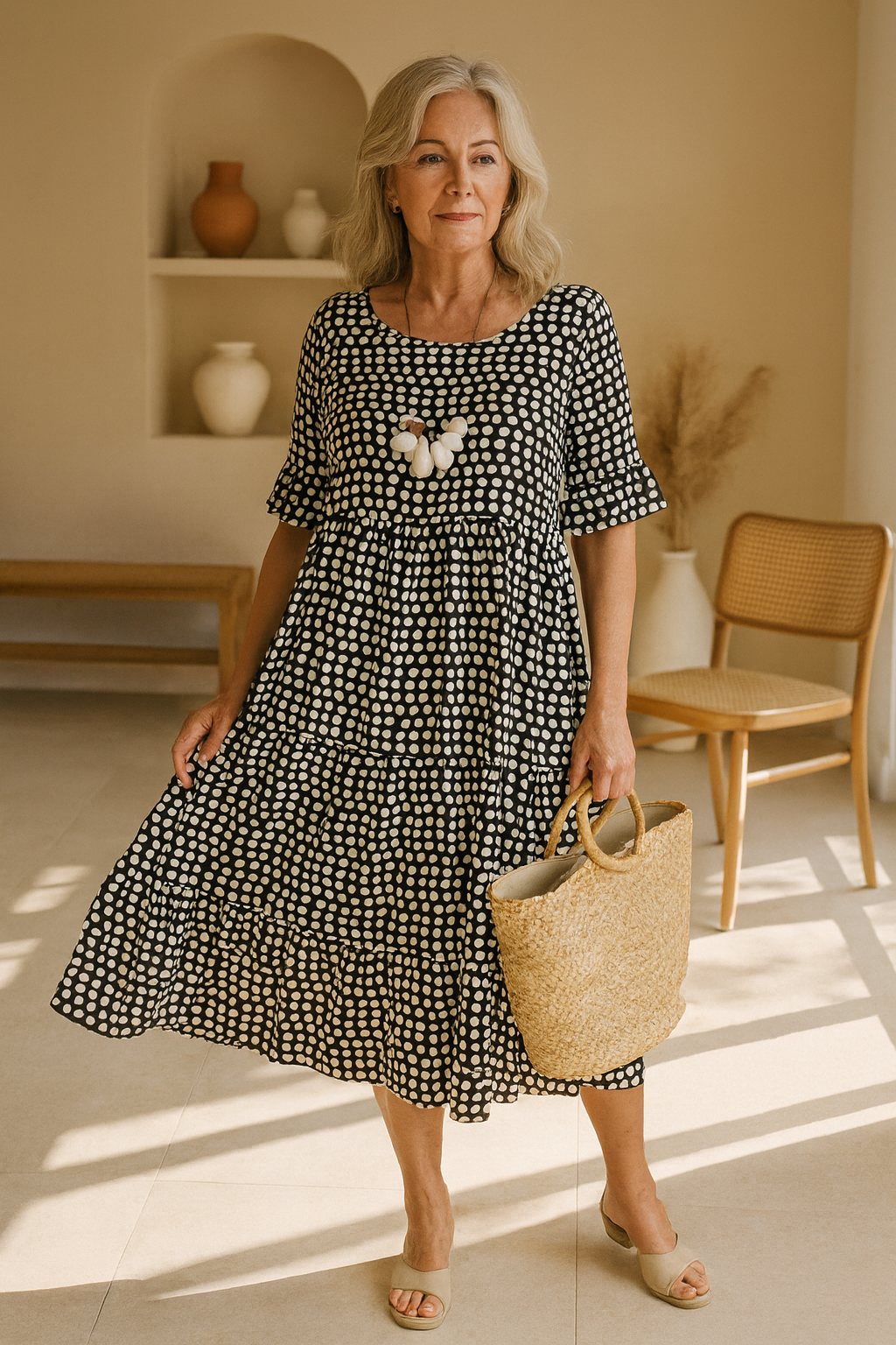 IRIS™ | Polka Dot Midi Dress