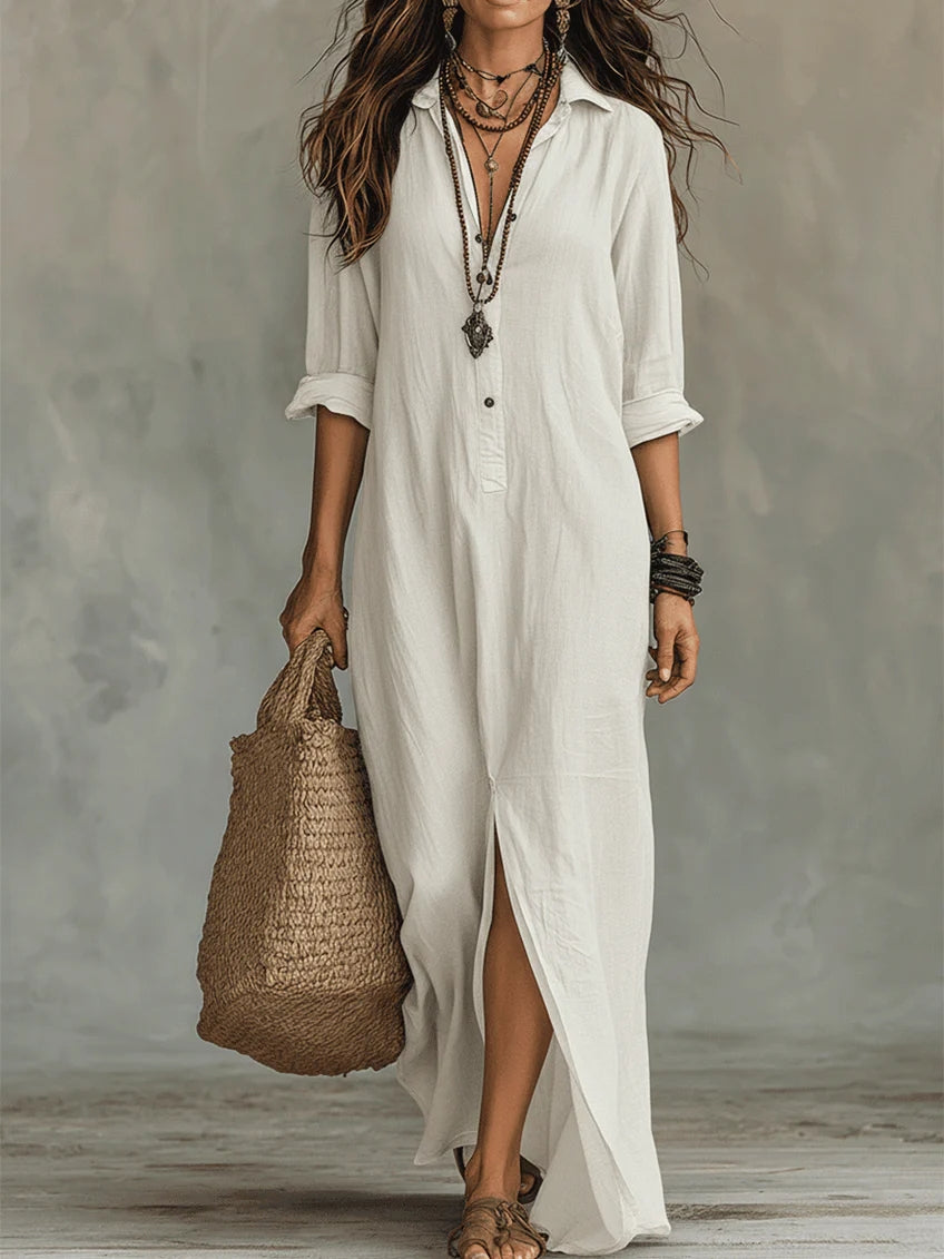 CALLA™ | Button-Placket Maxi Dress