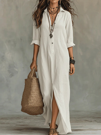 CALLA™ | Button-Placket Maxi Dress