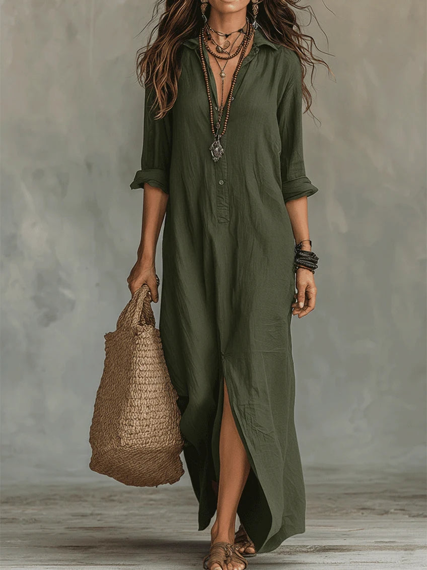 CALLA™ | Button-Placket Maxi Dress