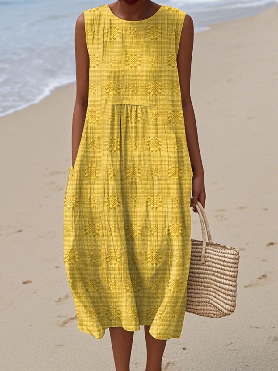 ANGELA™ | Embroidered Cotton Midi Dress