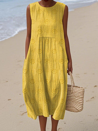 ANGELA™ | Embroidered Cotton Midi Dress