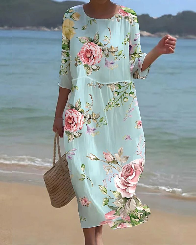 KEELY™ | Relaxed Floral Midi Dress