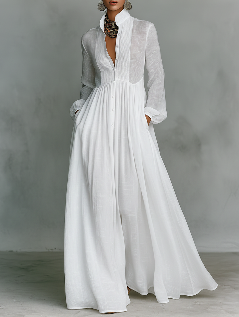 FLORENNE™ | Button-Front Maxi Dress