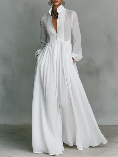 FLORENNE™ | Button-Front Maxi Dress