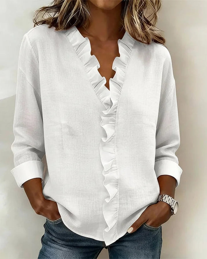 ALEXANDRA™ | Ruffle V-Neck Blouse