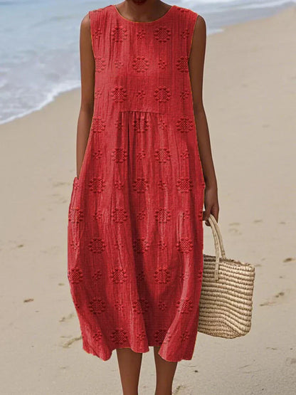 ANGELA™ | Embroidered Cotton Midi Dress