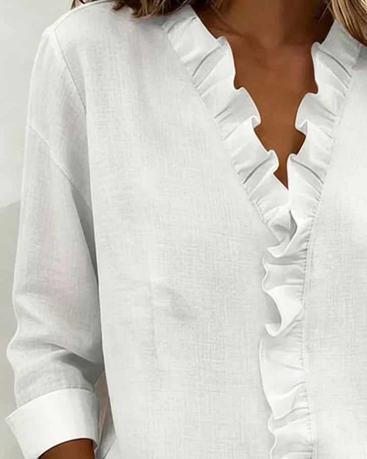 ALEXANDRA™ | Ruffle V-Neck Blouse