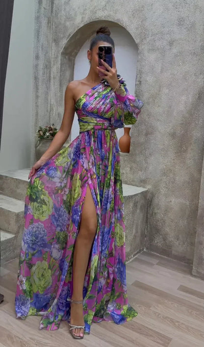ANASTASIA™ | One-Shoulder Floral Maxi Dress