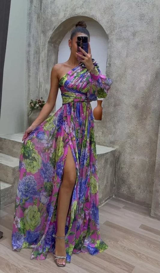 ANASTASIA™ | One-Shoulder Floral Maxi Dress
