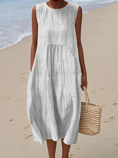 ANGELA™ | Embroidered Cotton Midi Dress