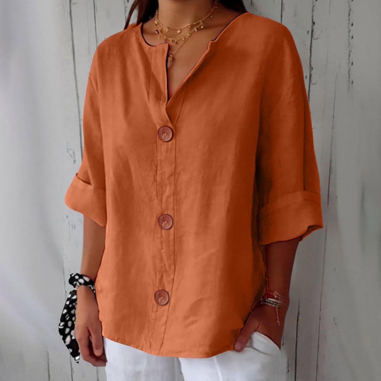 HAZEL™ | Loose Linen Button-Down Blouse