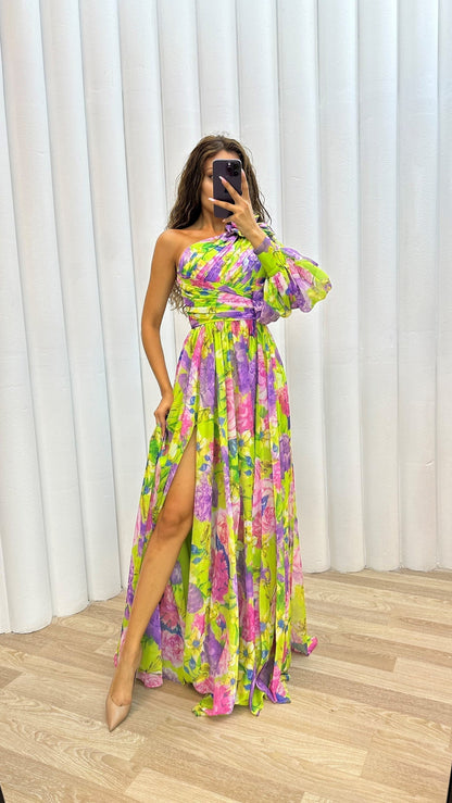 ANASTASIA™ | One-Shoulder Floral Maxi Dress