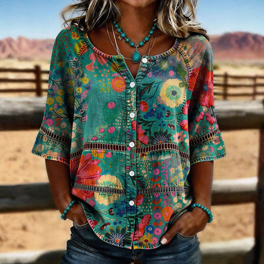 MADEL™ | Folk Floral Blouse