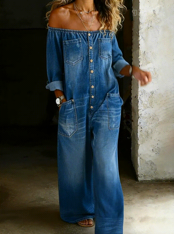 VIVIENNE™ | Off-Shoulder Denim Jumpsuit
