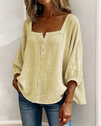 SOPHIE™ | Square Neck Linen Blouse