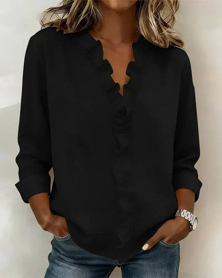 ALEXANDRA™ | Ruffle V-Neck Blouse