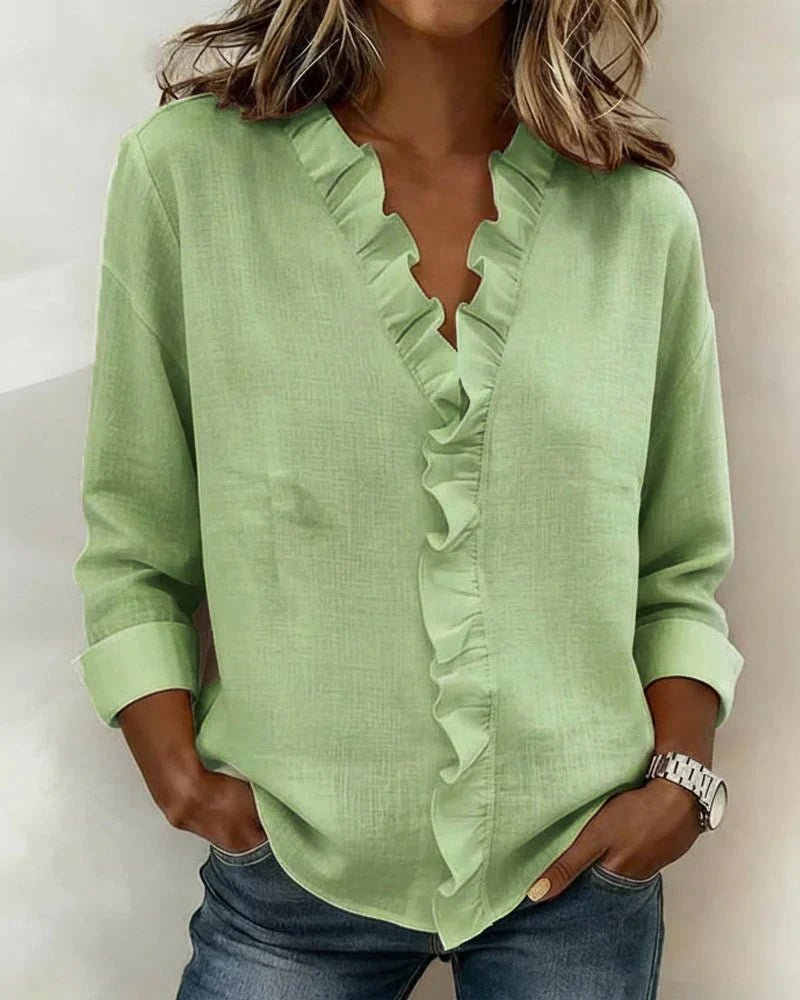 ALEXANDRA™ | Ruffle V-Neck Blouse