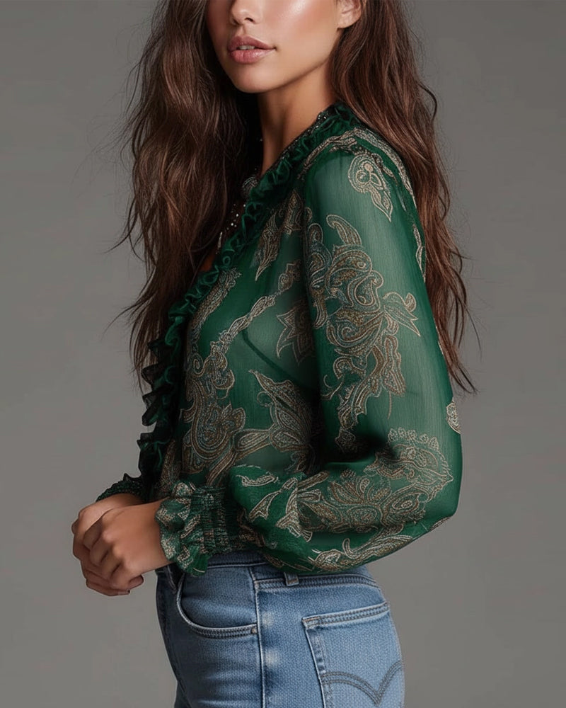 KATIE™ | Ruffle Zip Blouse