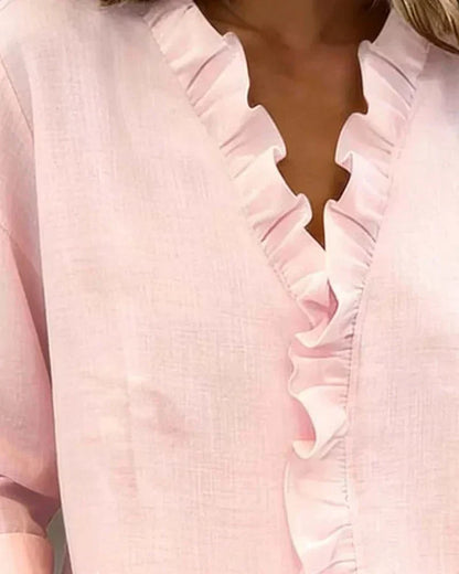 ALEXANDRA™ | Ruffle V-Neck Blouse