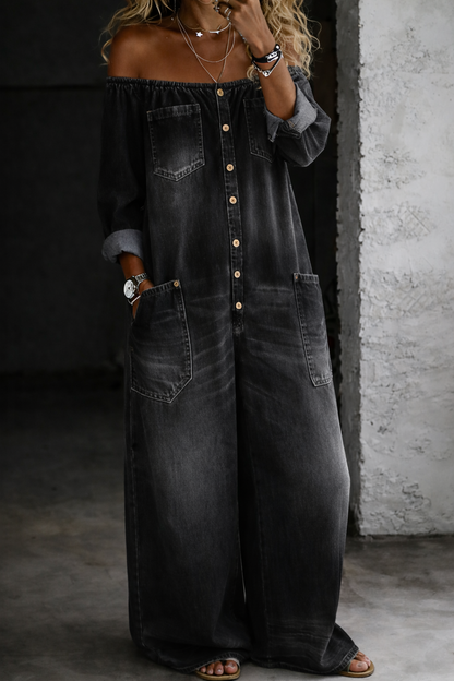 VIVIENNE™ | Off-Shoulder Denim Jumpsuit