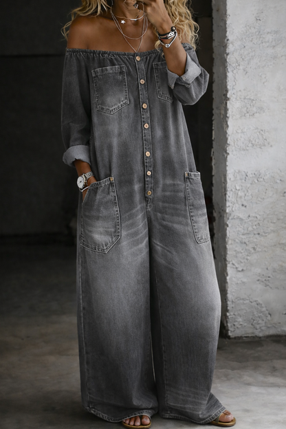 VIVIENNE™ | Off-Shoulder Denim Jumpsuit
