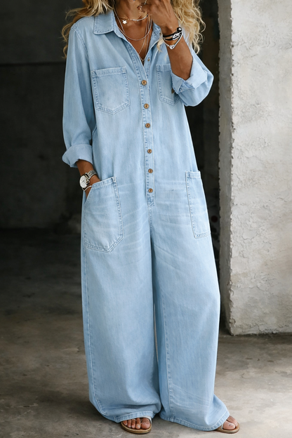 CLEMENTINE™ | Soft Denim Jumpsuit