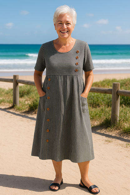 JASMINE™ | Striped Midi Dress