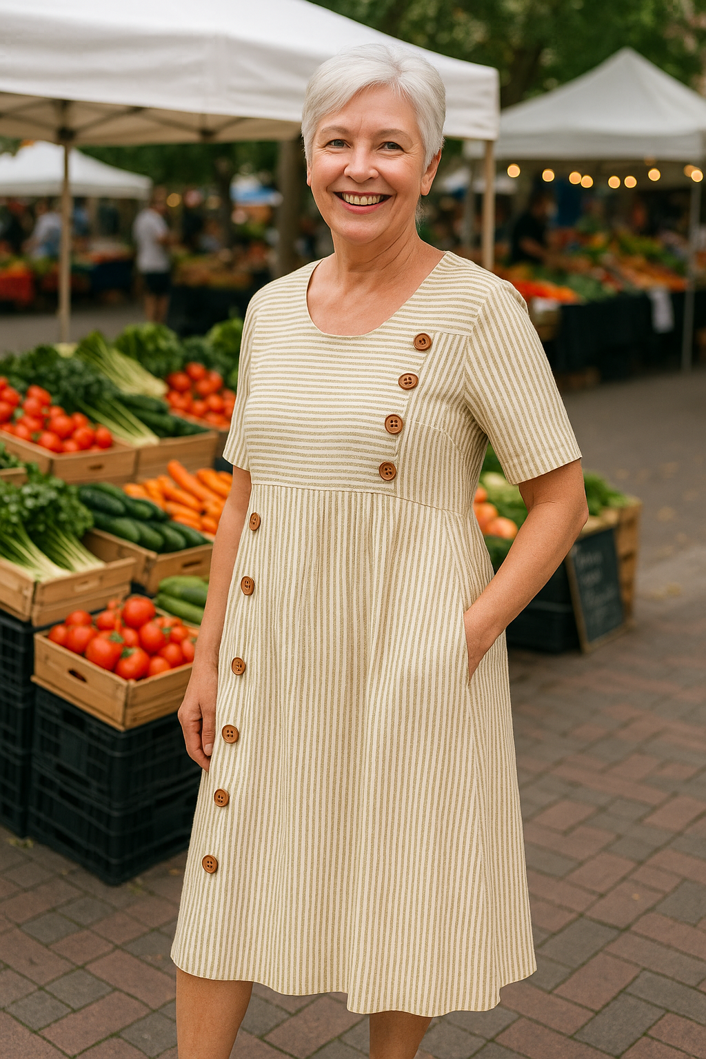 JASMINE™ | Striped Midi Dress